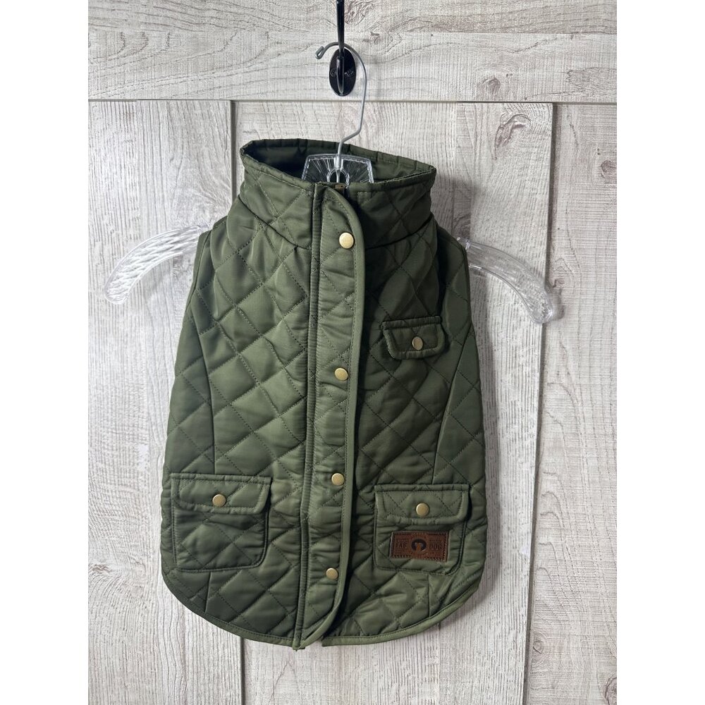 Fab Dog Outerwear Olive Quilted Barn Coat Lined Jacket For Dogs Size 16 Winter - Picture 1 of 7